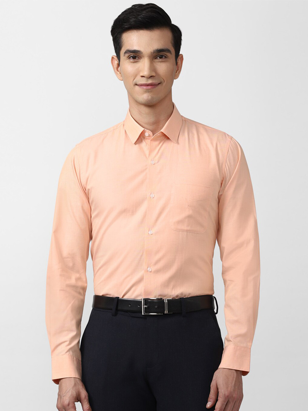 Peter England Men Peach-Coloured Slim Fit Formal Shirt