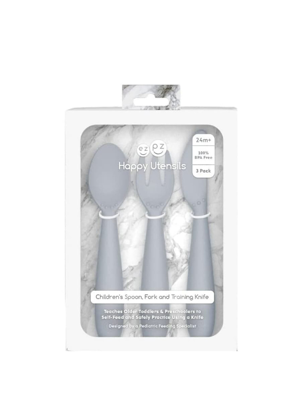 ezpz Kids Grey Solid Baby Spoon Fork & Knives Set