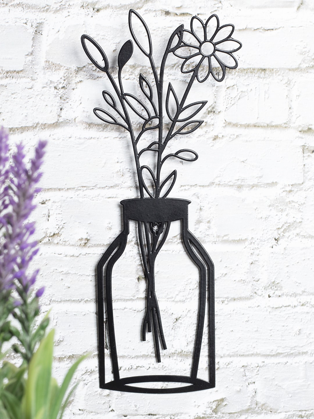 MARKET99 Flower Design Metal Matte Hanging Hall 3Pcs Floral Wall Decor-5.9In