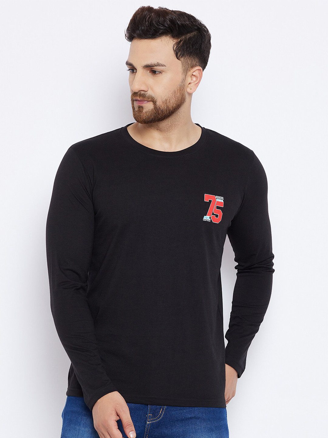 THE MILLION CLUB Men Black Raw Edge T-shirt