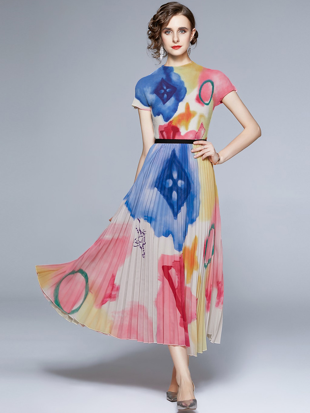 JC Collection Women Blue & Yellow Abstract Printed Co-Ords