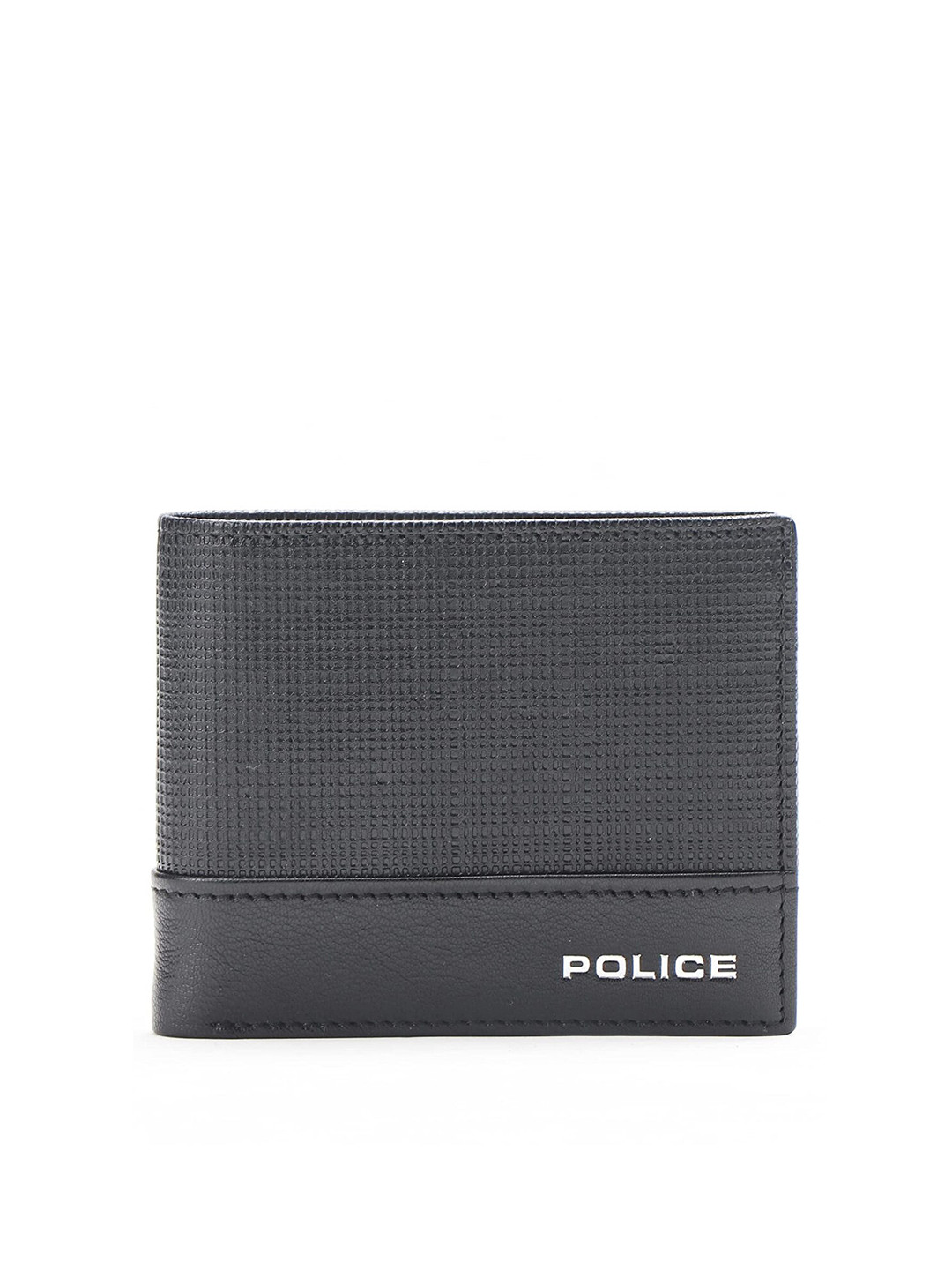 Police Men Textured Leather Two Fold Wallet