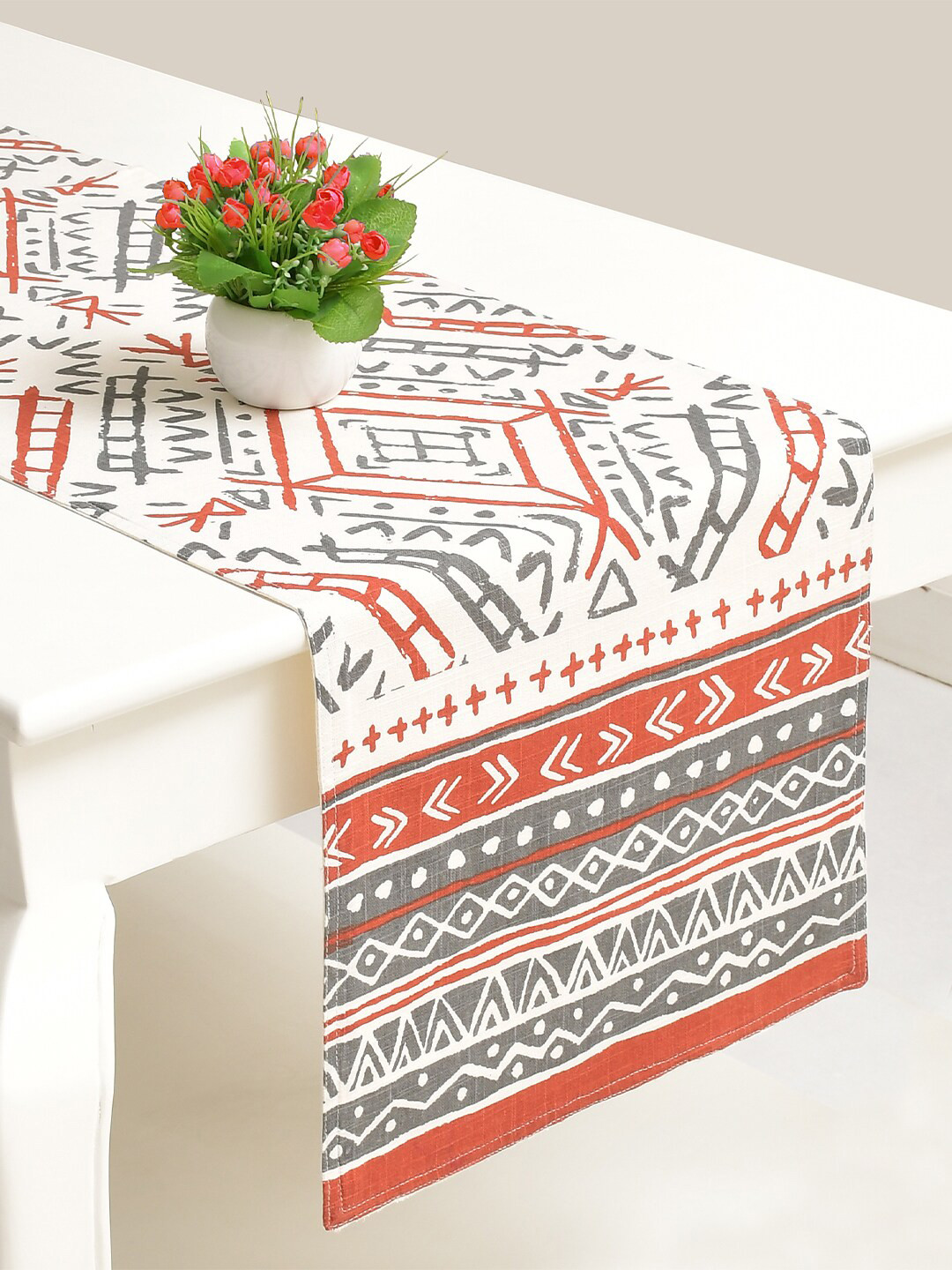 BLANC9 Multi-Coloured Printed Pure Cotton Table Runner