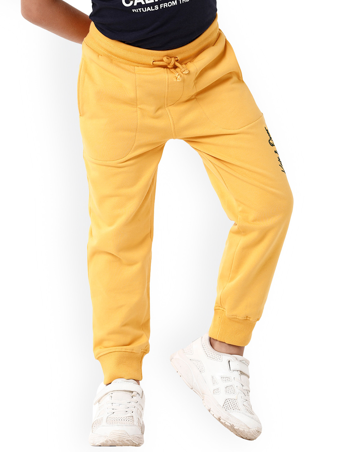 KATE & OSCAR Boys Yellow Regular Fit Solid Joggers