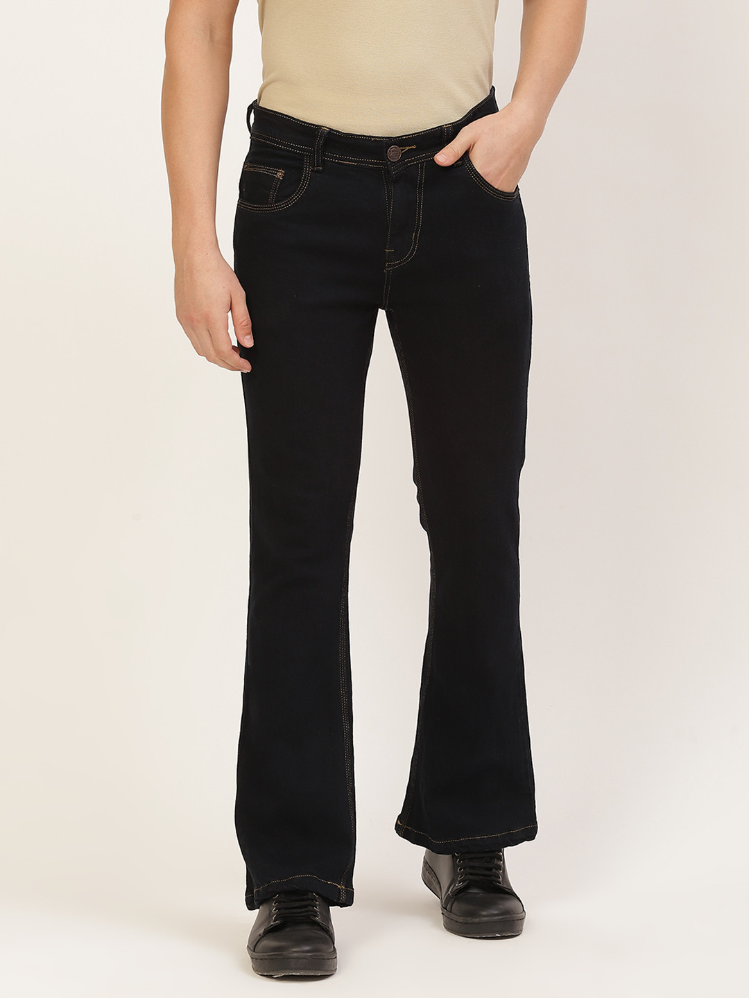 PARIS HAMILTON Men Black Bootcut Stretchable Jeans