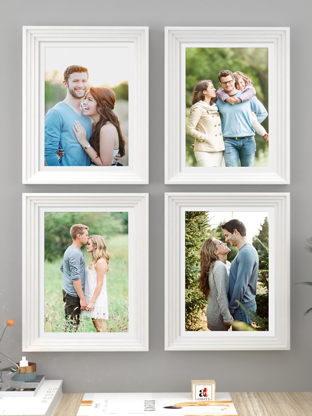 Art Street Set Of 4 White Solid Photo Frames