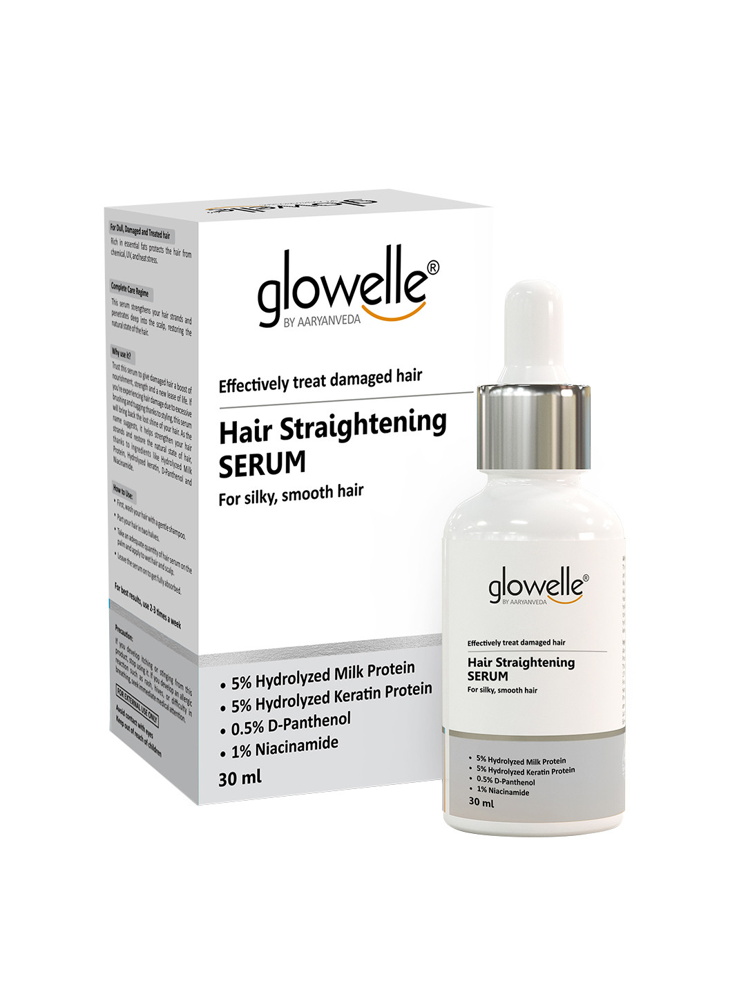 Aryanveda Glowelle Hair Straightening Serum for Silky & Smooth Hair - 30 ml
