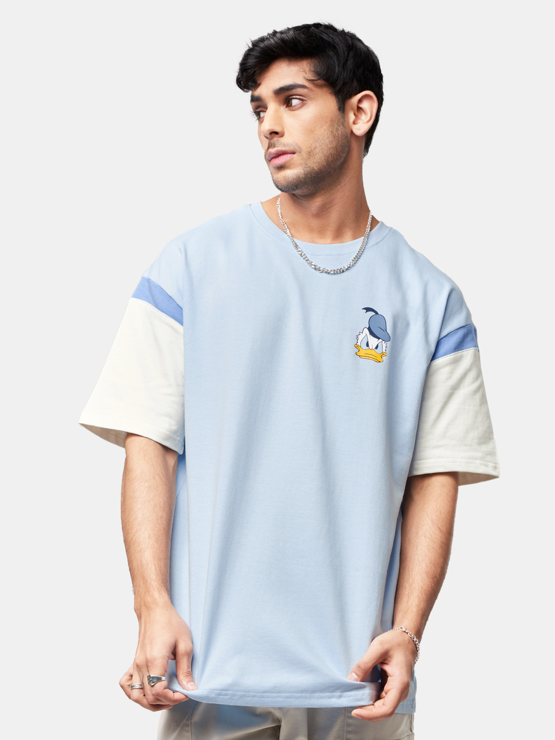 The souled store Disney: Donald Duck Attitude Light Blue Oversized T-Shirts