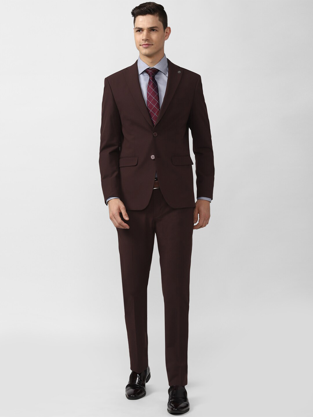 Peter England Elite Men Brown Solid Single-Breasted Slim-Fit Two-Piece Formal Suit