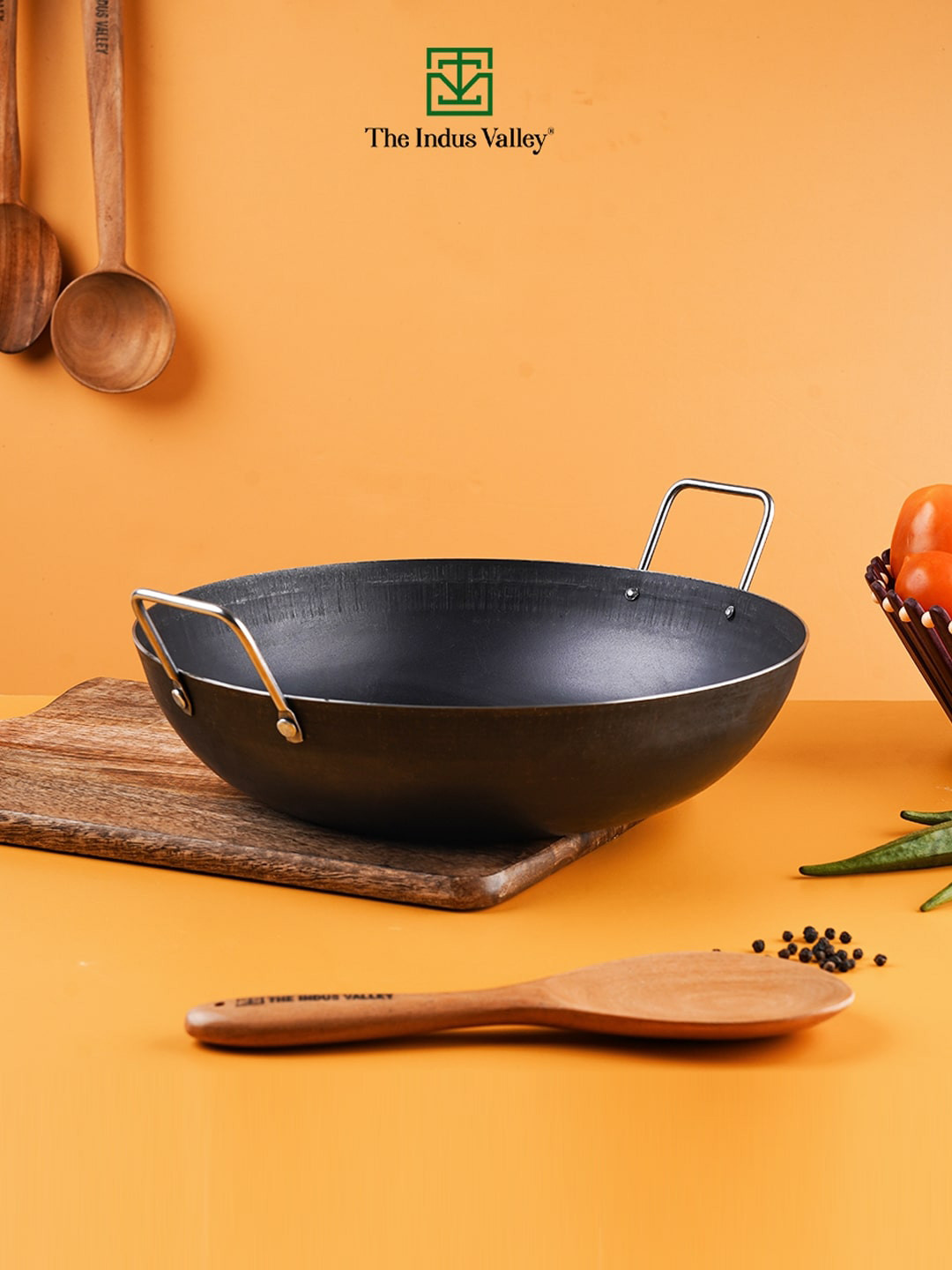 The Indus Valley Black Solid Induction Base Kadhai