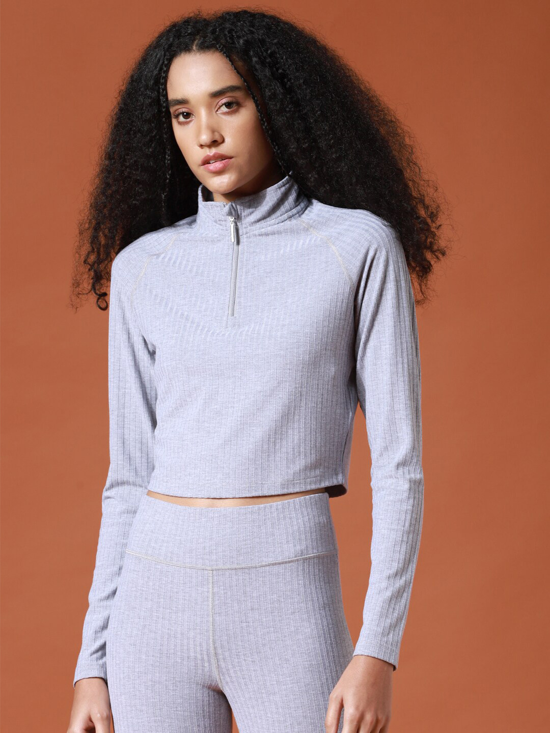 ONLY PLAY Women Grey Crop Sweatshirt