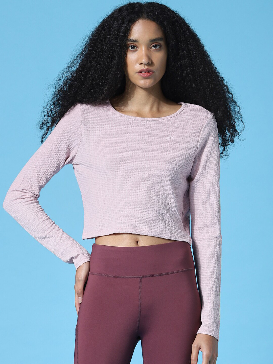 ONLY PLAY Purple Solid Crop Top