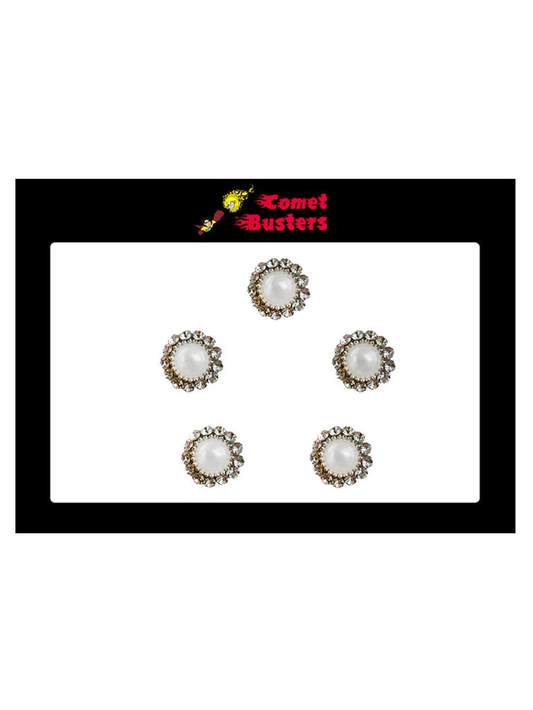 Comet Busters White Stone Studded Bindis - 5 Pcs