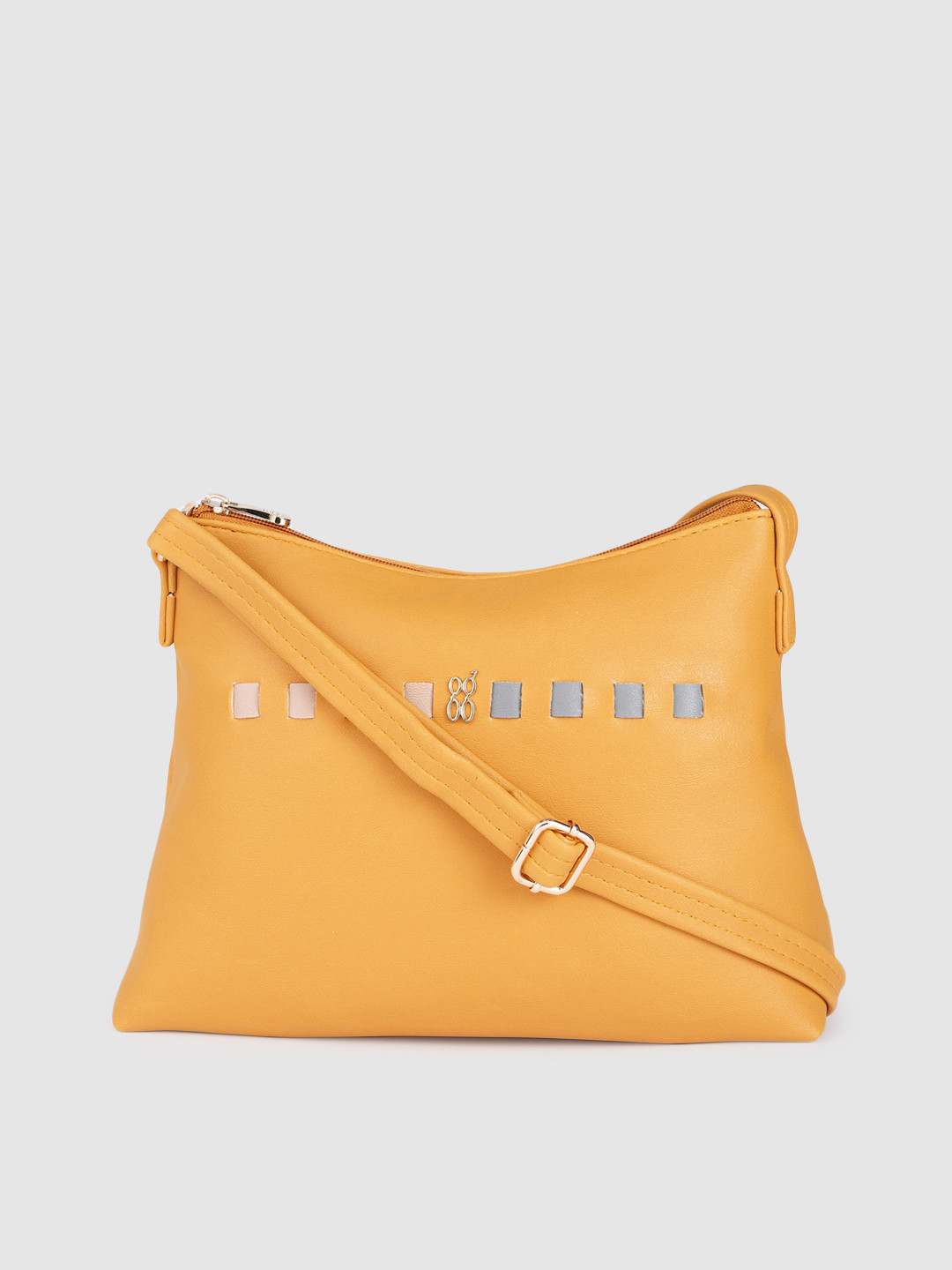 Baggit Mustard Yellow Solid Structured Sling Bag