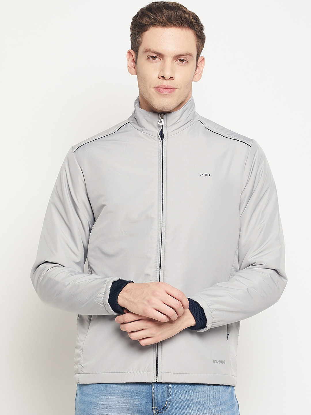 Spirit Men Grey Windcheater and Water Resistant Bomber Jacket