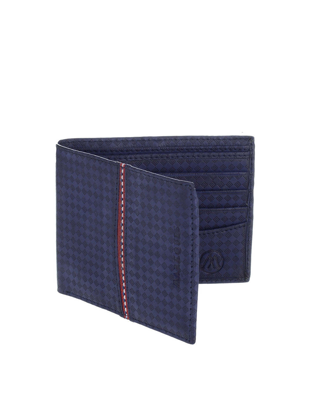 MARKQUES Men Checked Vegan Leather Two Fold Wallet With SIM Card Holder