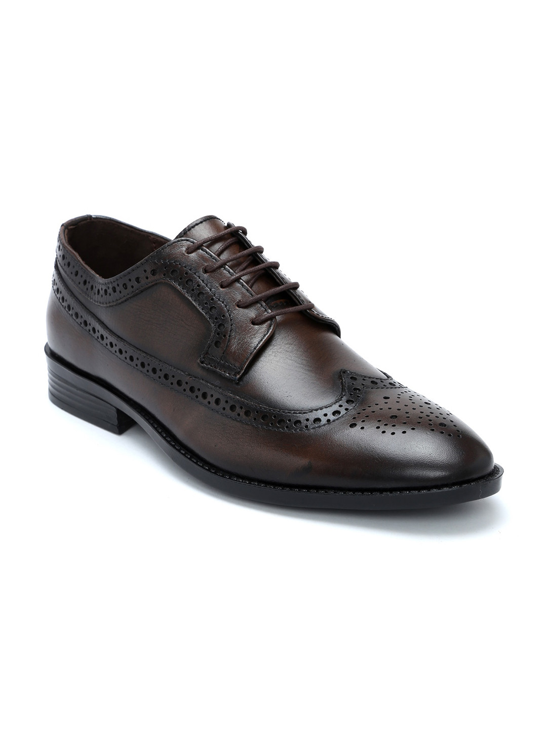 Zoom Shoes Men Brown Solid Leather Brogues