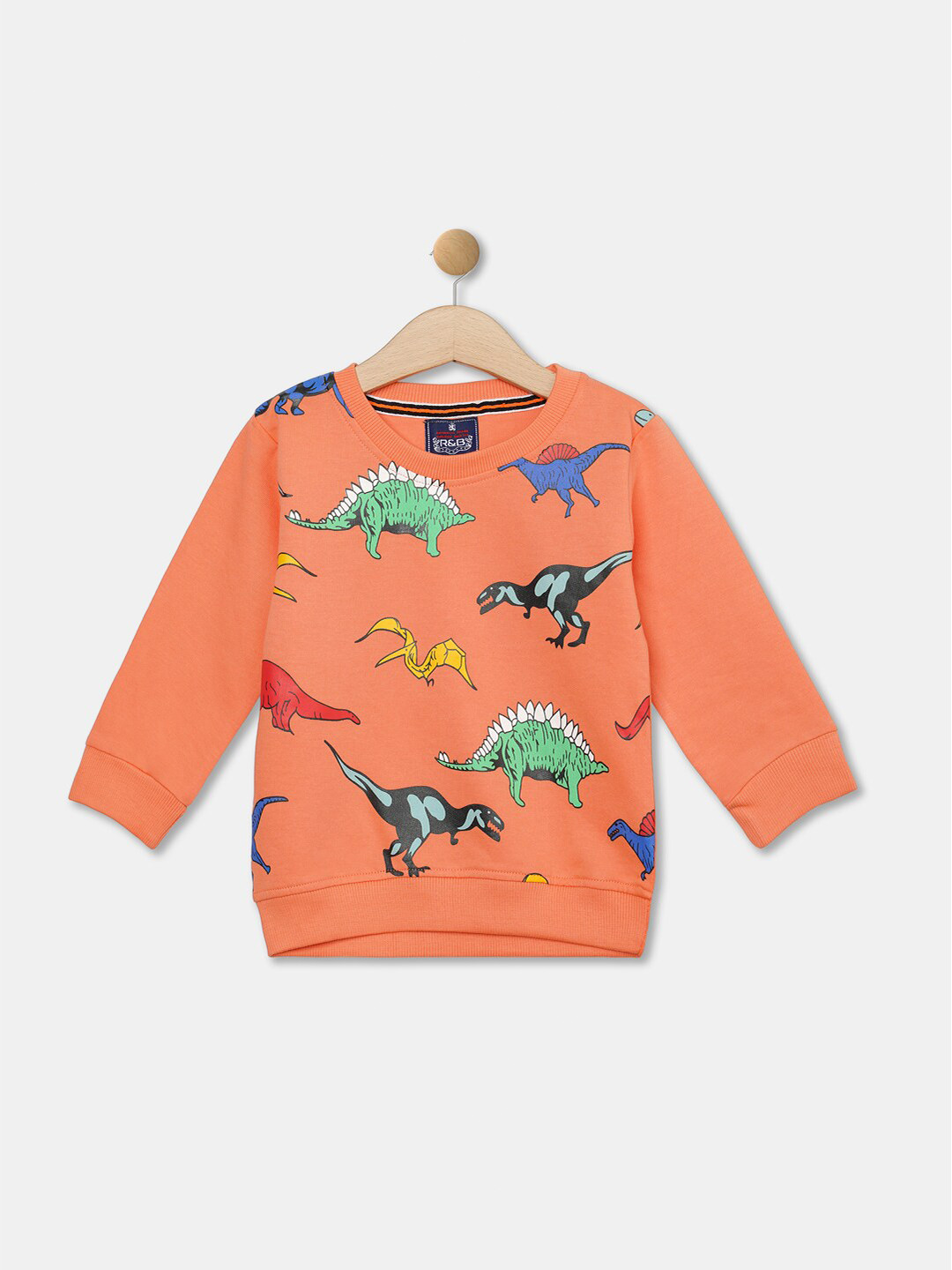 R&B Boys Cotton Orange Printed Sweatshirt