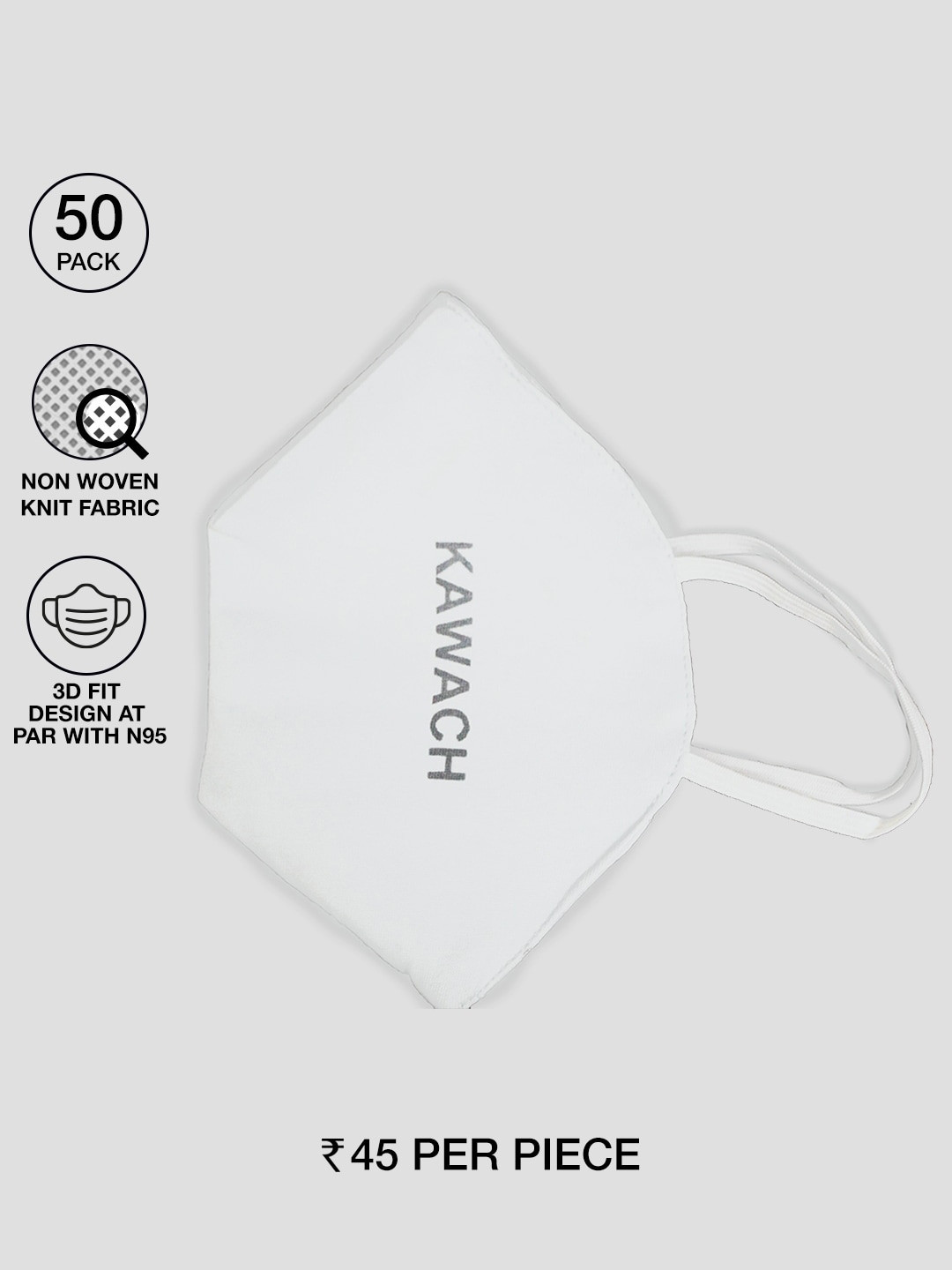 Bewakoof Pack Of 50 White Solid Pure Cotton Outdoor Masks