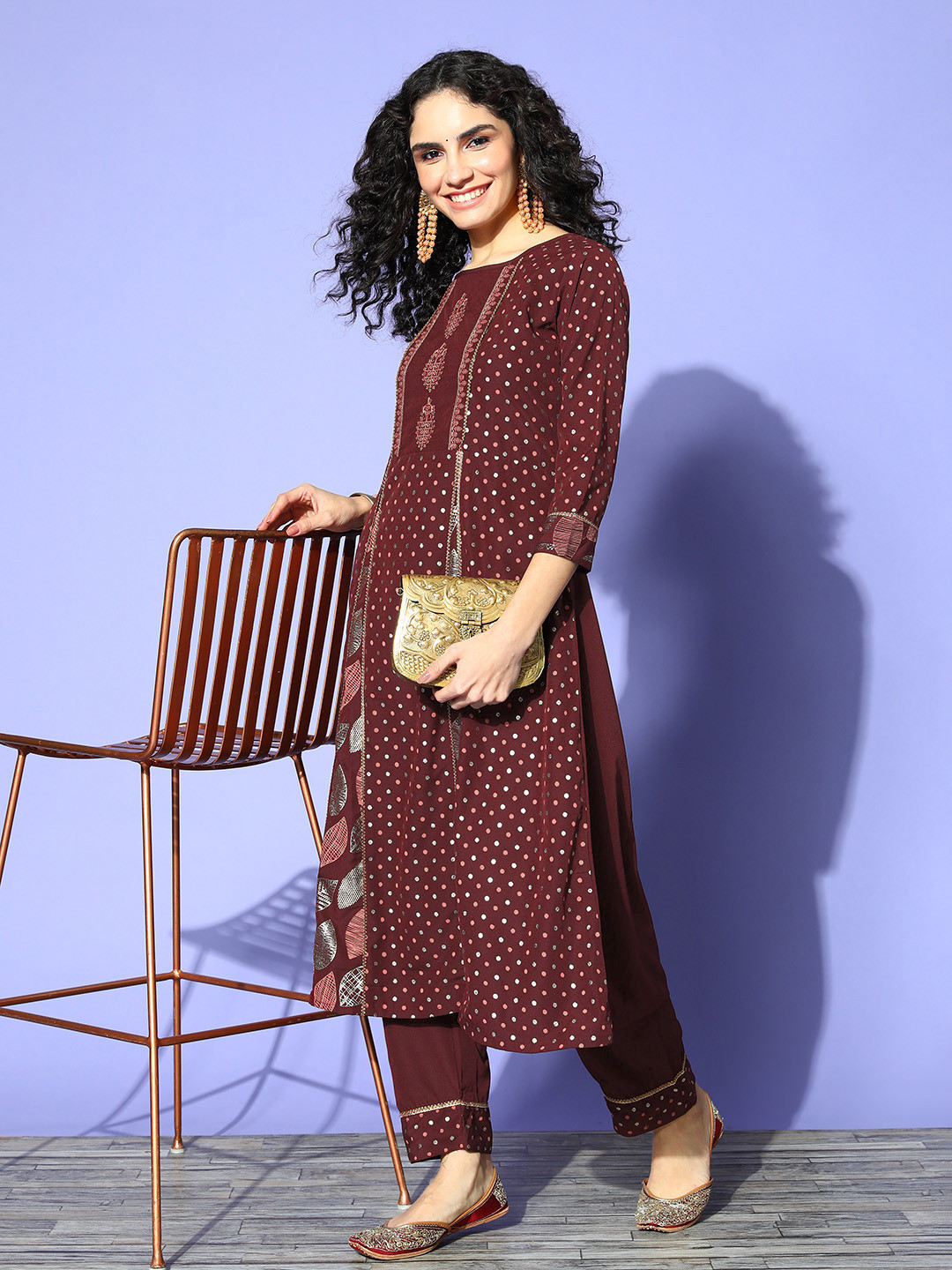 SheWill Women Ethnic Motifs Poly Crepe Print Mix Kurta Set