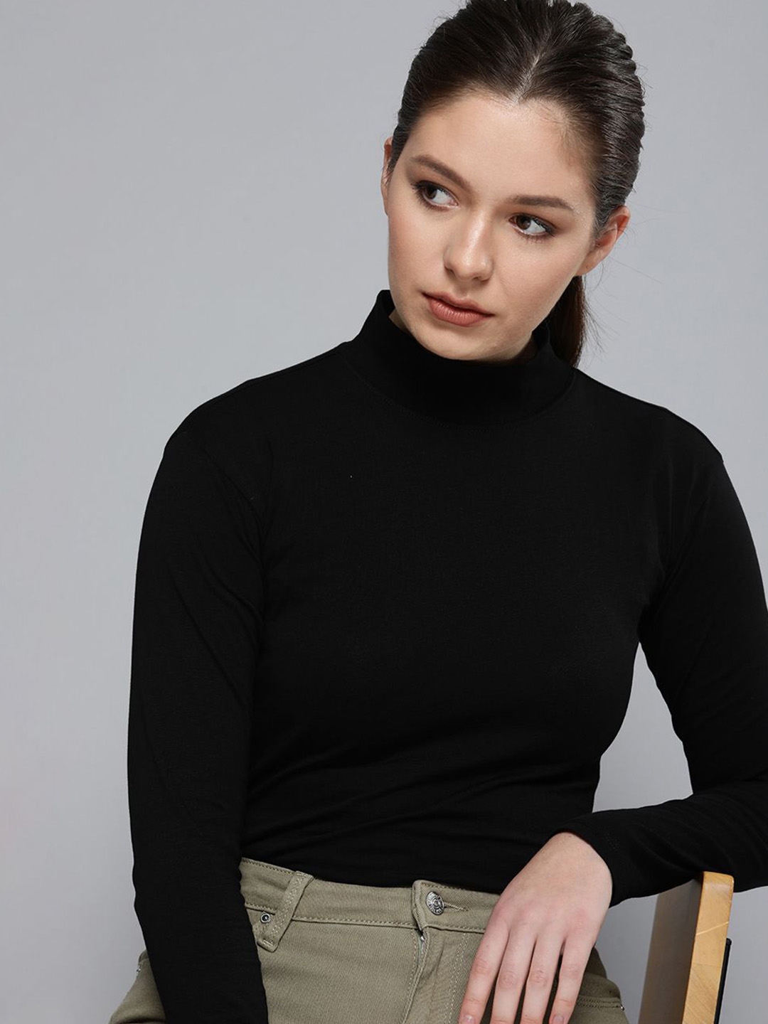 High neck t shirt for women discount