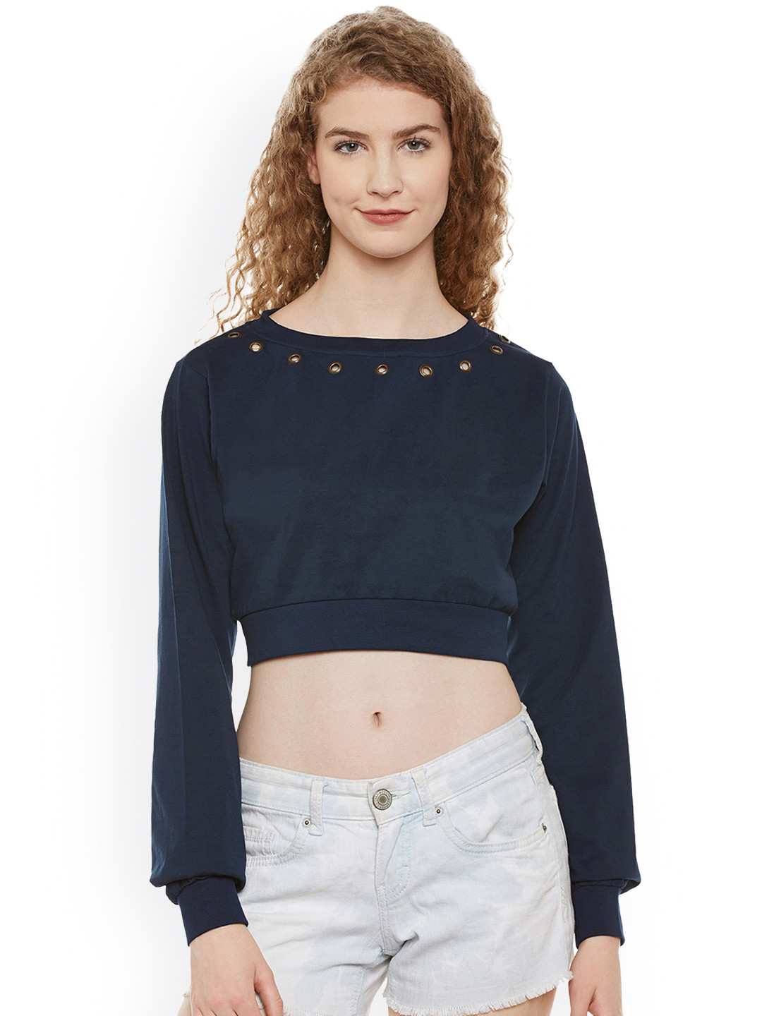 Miss Chase Women Navy Crop Top