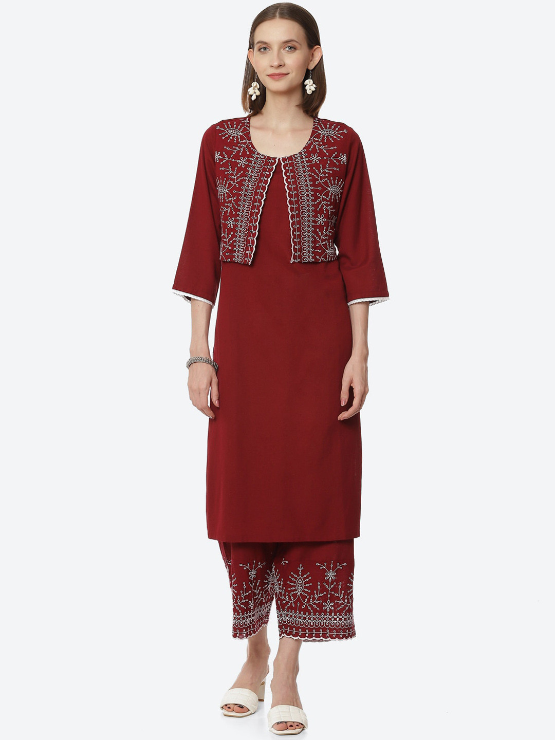 Rangriti Women Floral Kurti with Palazzos