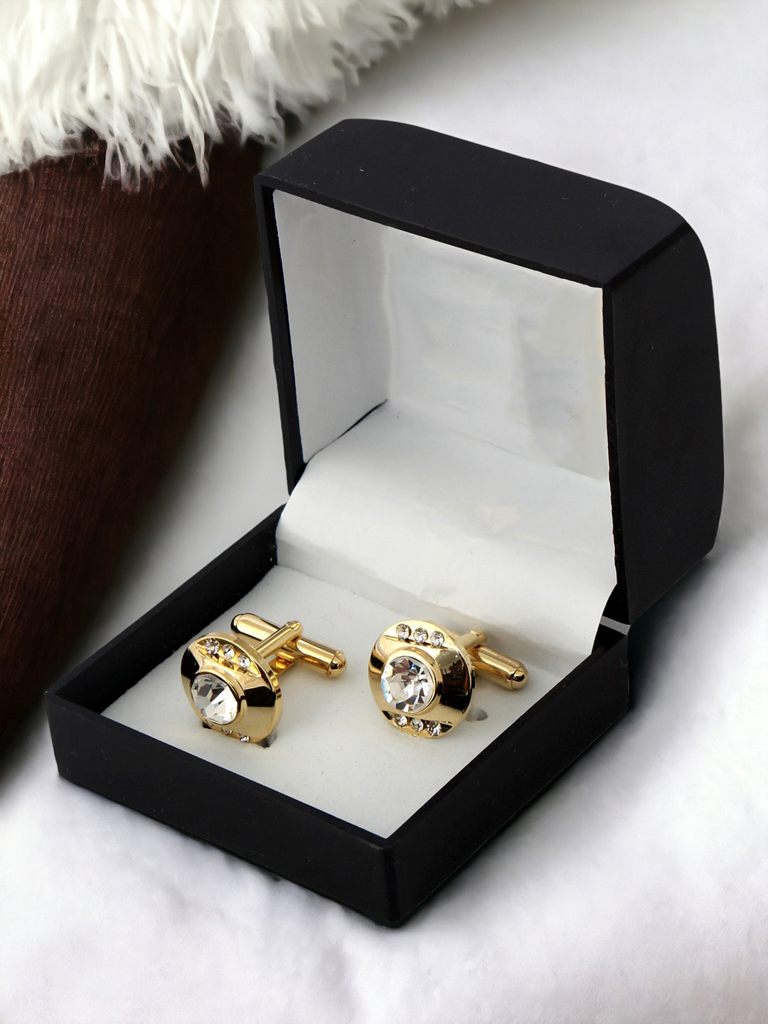 LUCKY JEWELLERY White Gold Plated Cufflink