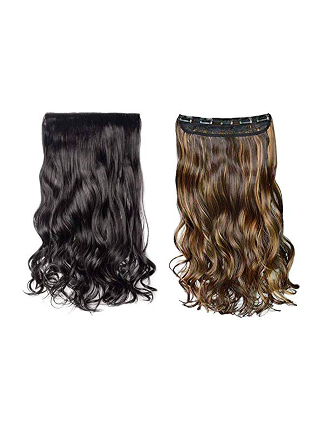 CHRONEX Set Of 2 Clip Based Highlighted Curly/Wavy Hair Extension