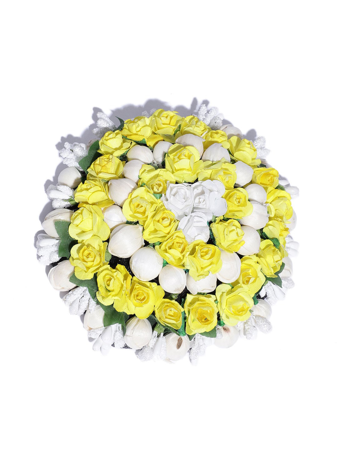 CHRONEX  Artificial Yellow & White Rose Flowers Bridal Bun Juda Maker Hair Extension