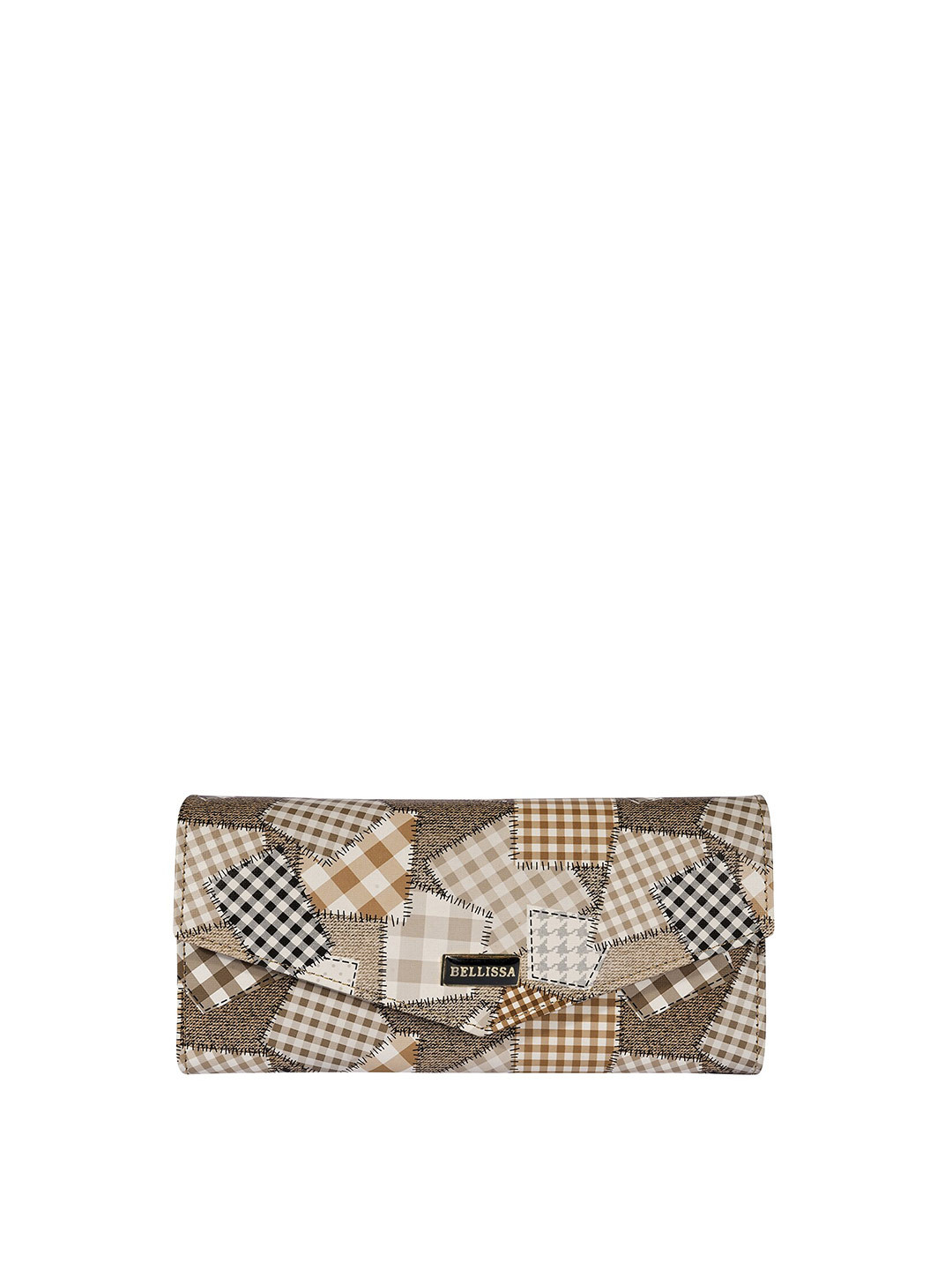 Bellissa Women Printed Button Closure PU Three Fold Wallet