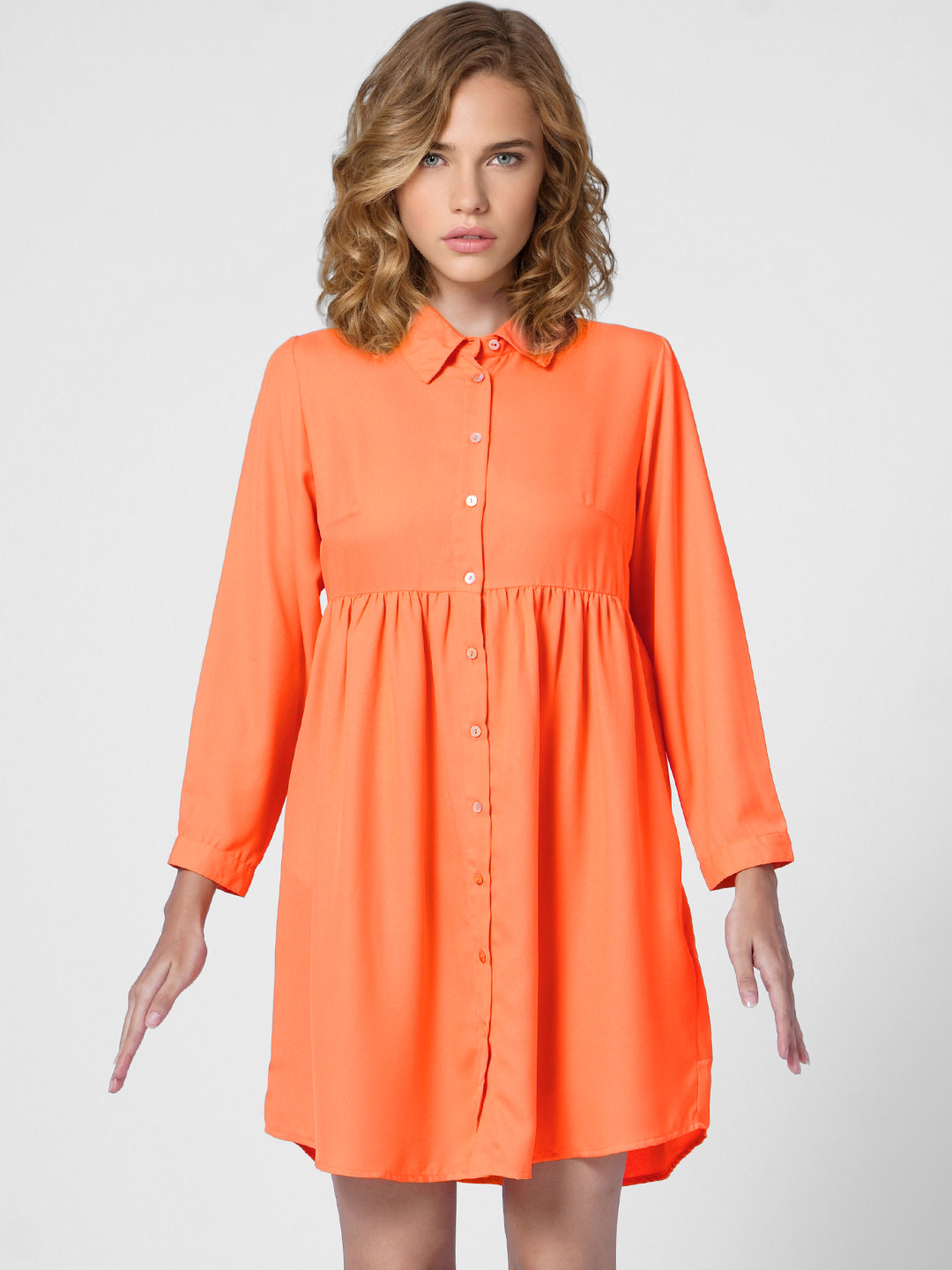 ONLY Women Orange Shirt Style Dress