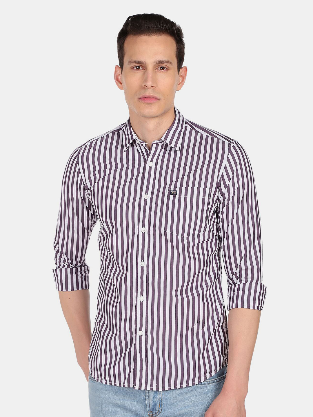 Arrow Sport Men Purple Slim Fit Striped Casual Shirt
