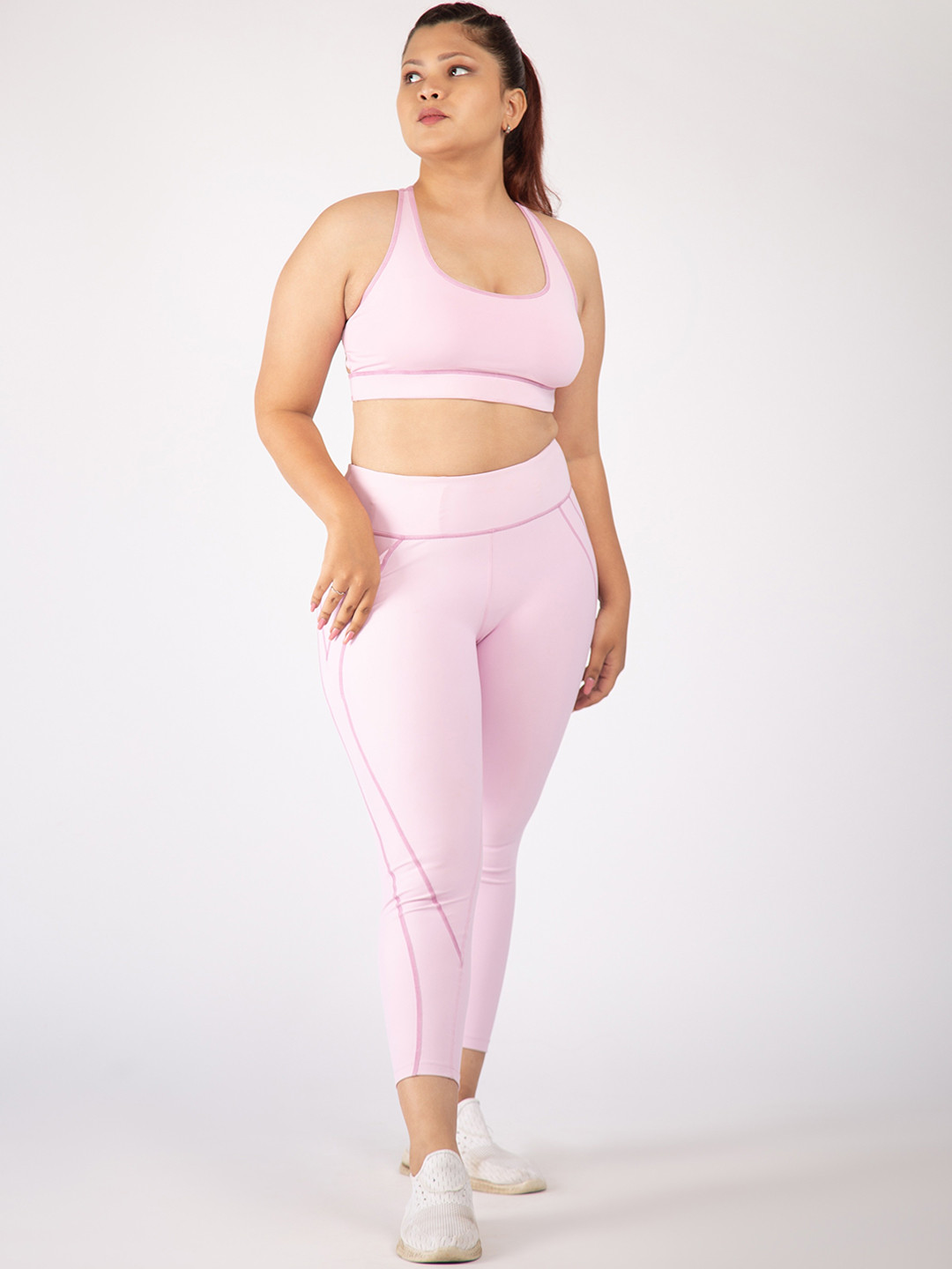 Aastey Women Pink Solid Activewear Tights