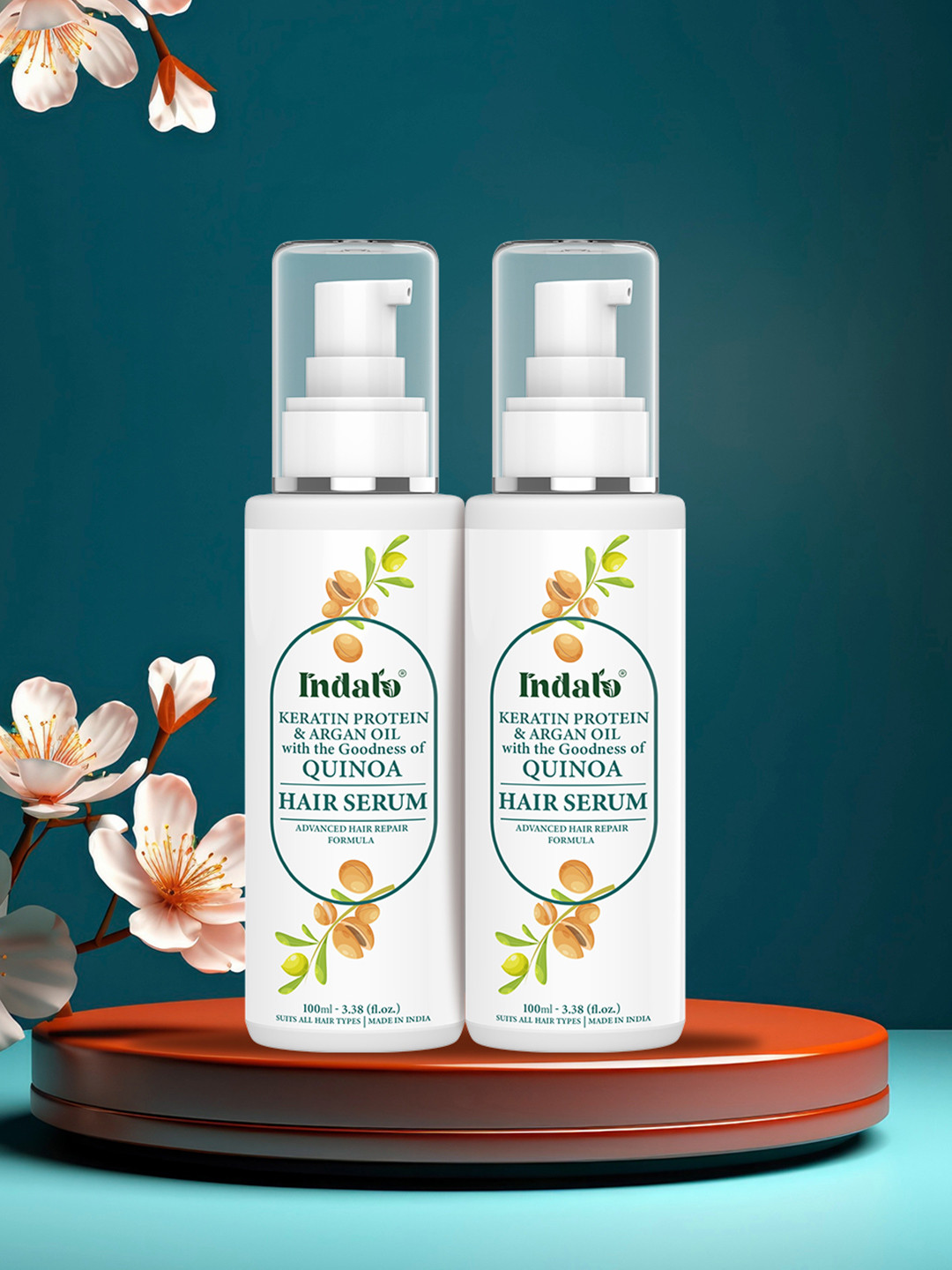 INDALO Set Of 2 Quinoa Hair Serum with Keratin Protein & Argan Oil - 100 ml Each