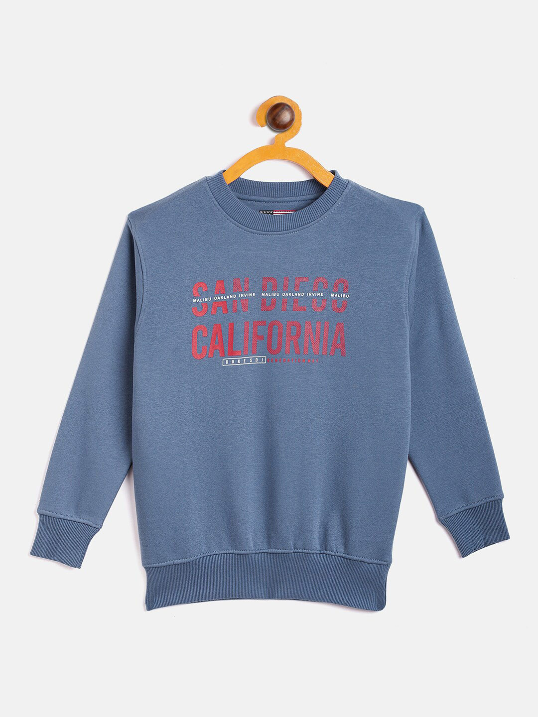 Duke Boys Blue Printed Cotton Typography Pull Over Sweatshirt