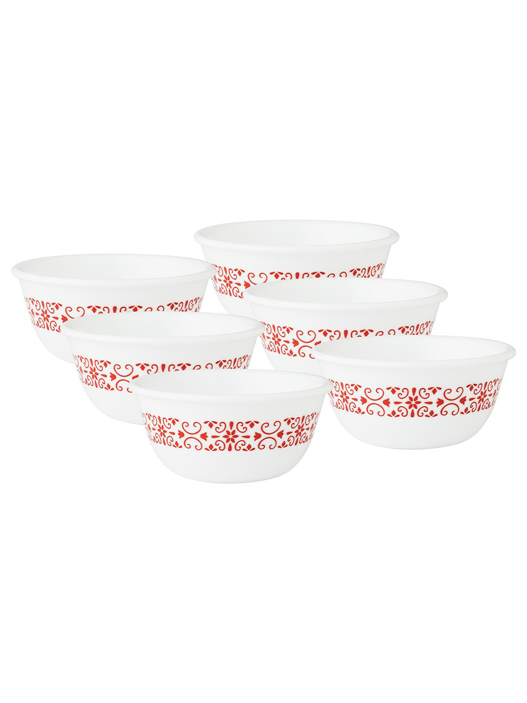 Corelle Set Of 6 Floral Printed Glossy Bowls 177 ML Each