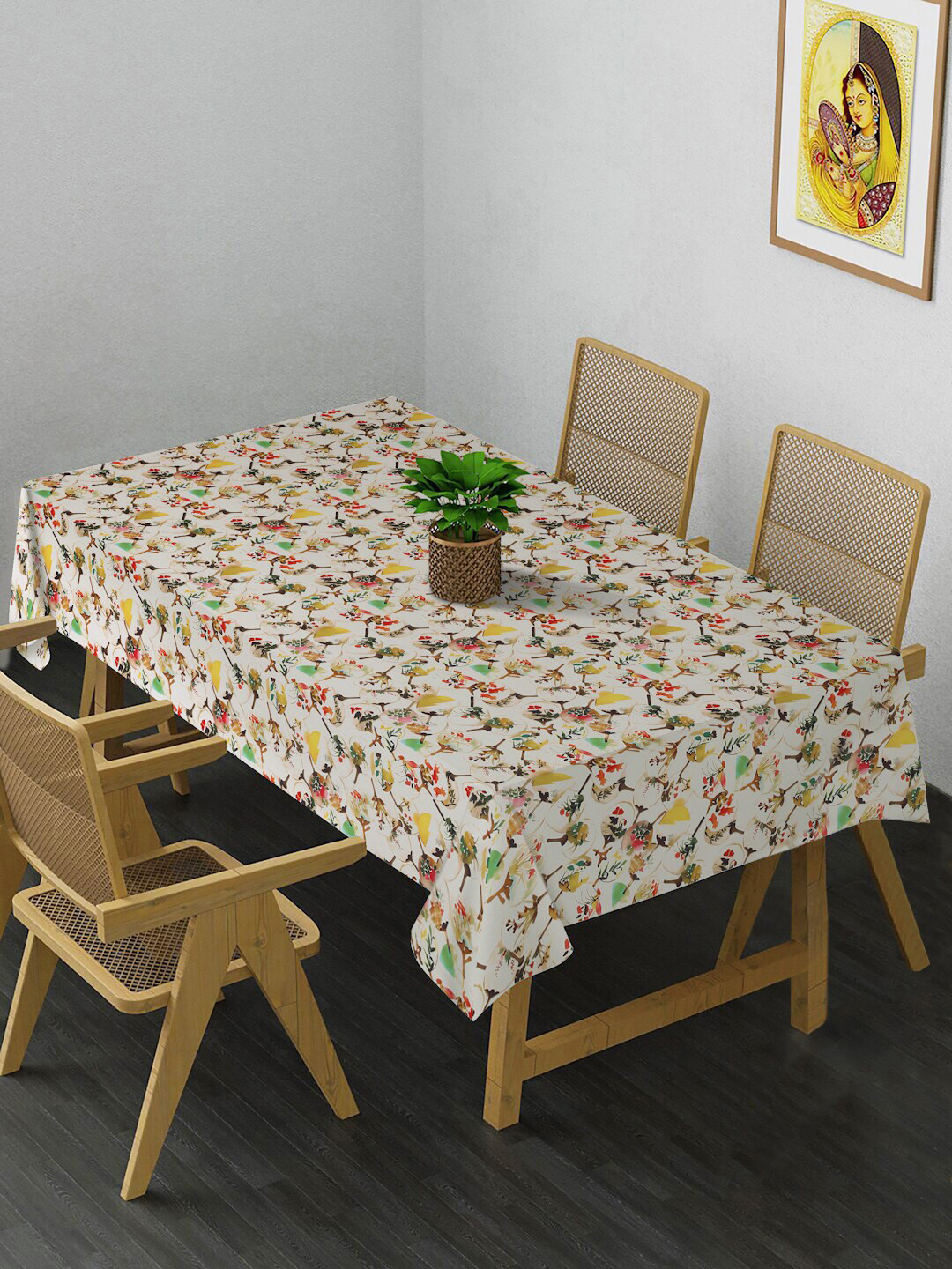 HOSTA HOMES Multi Printed Velvet 4 Seater Table Covers