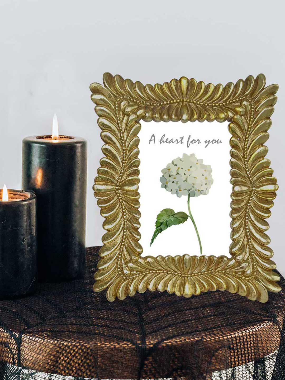 Art Street Gold-Coloured Textured Table Top Photo Frame
