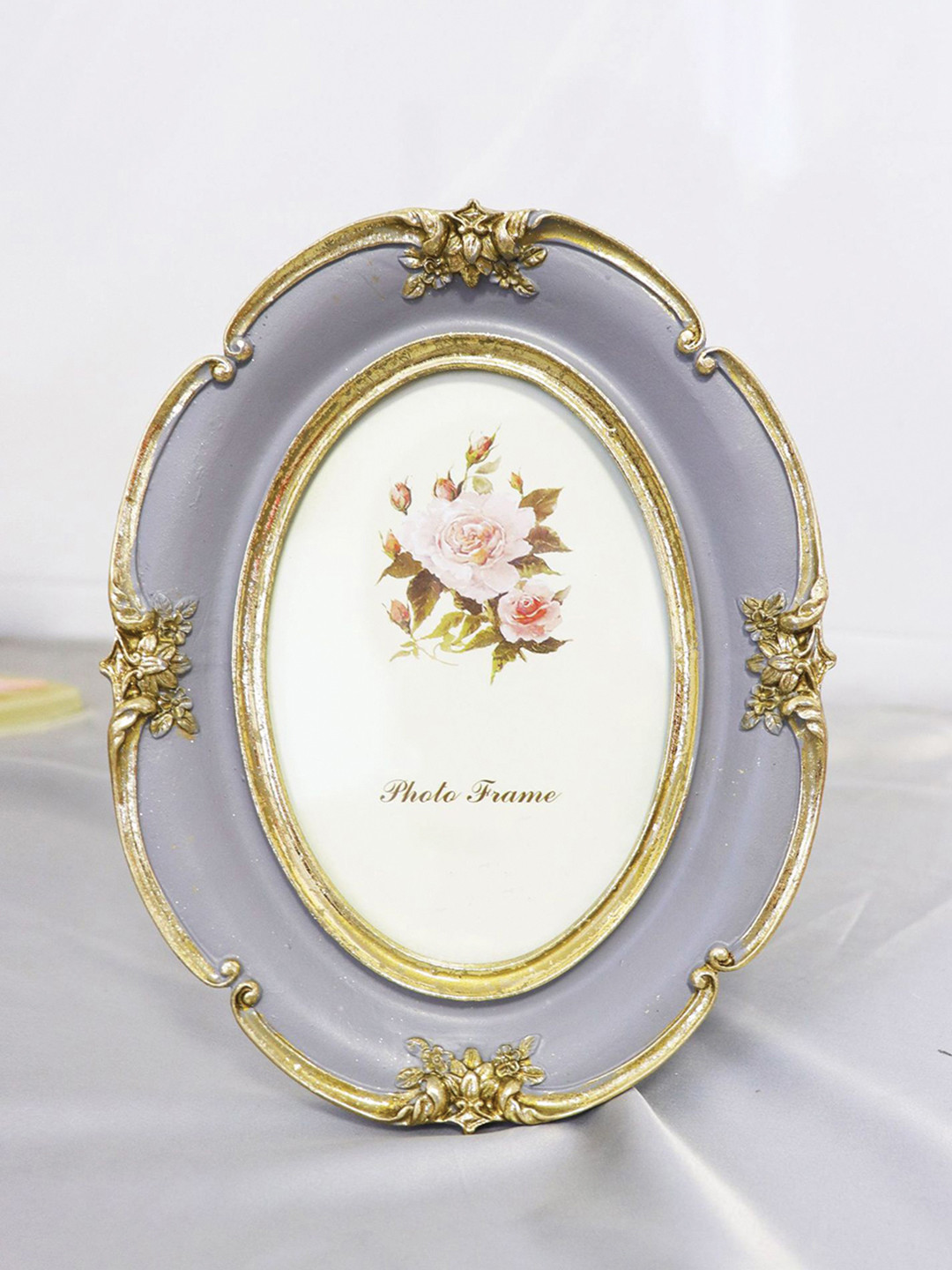 Art Street Grey Textured Oval Shape Table Photo Frame