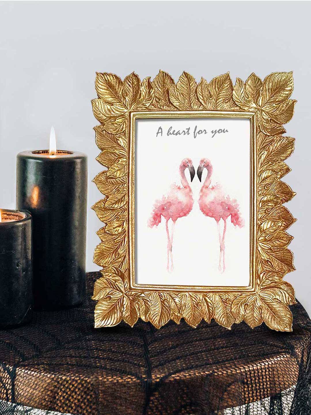 Art Street Gold-Toned Leaf Design Table Photo Frame