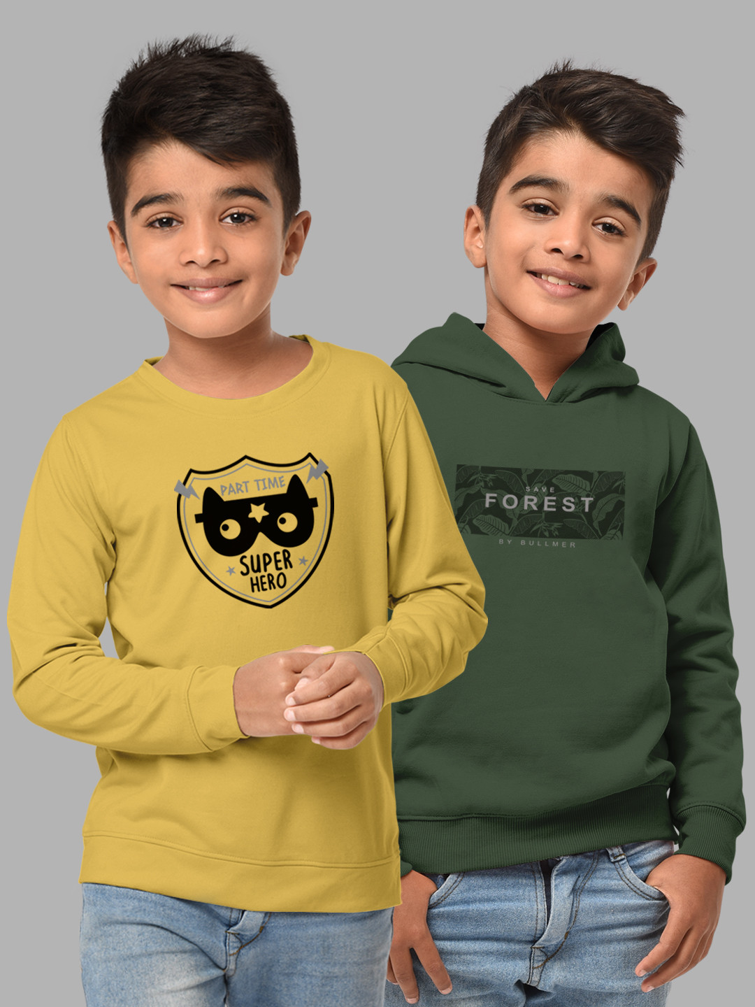 HELLCAT 2 Boys Mustard Printed Hooded Sweatshirt