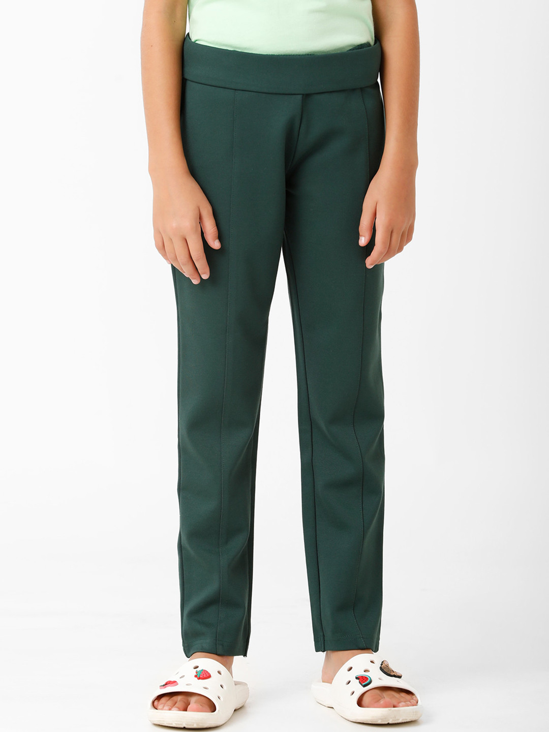 KATE & OSCAR Girls Green Solid Trousers