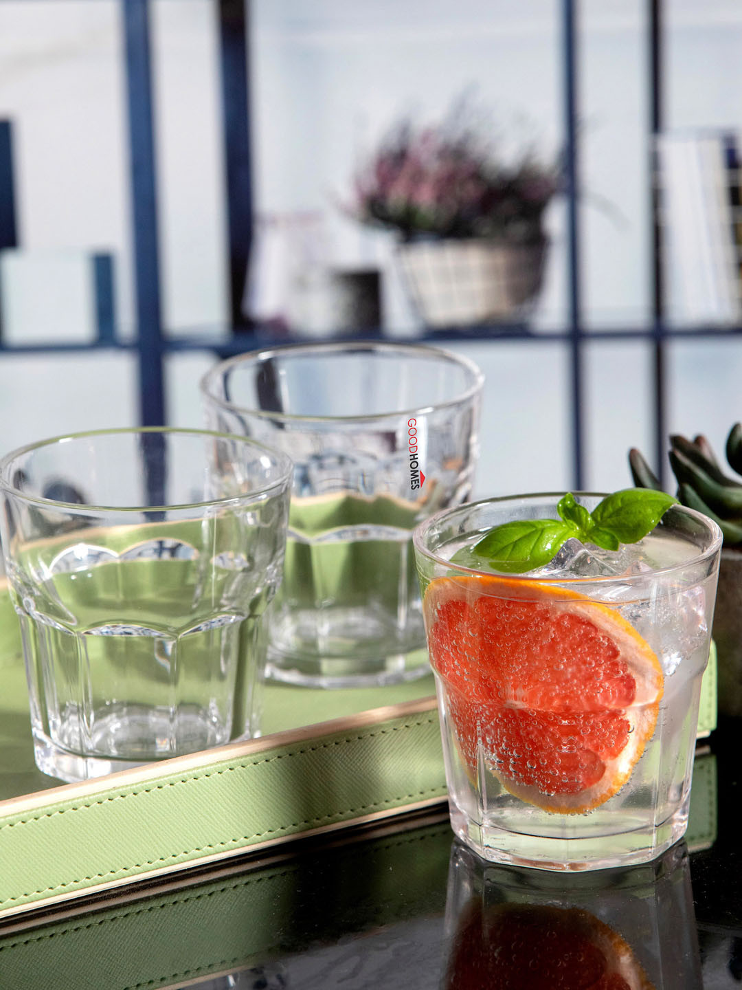 GOODHOMES Transparent Set of 6 Textured Glasses 260 ml