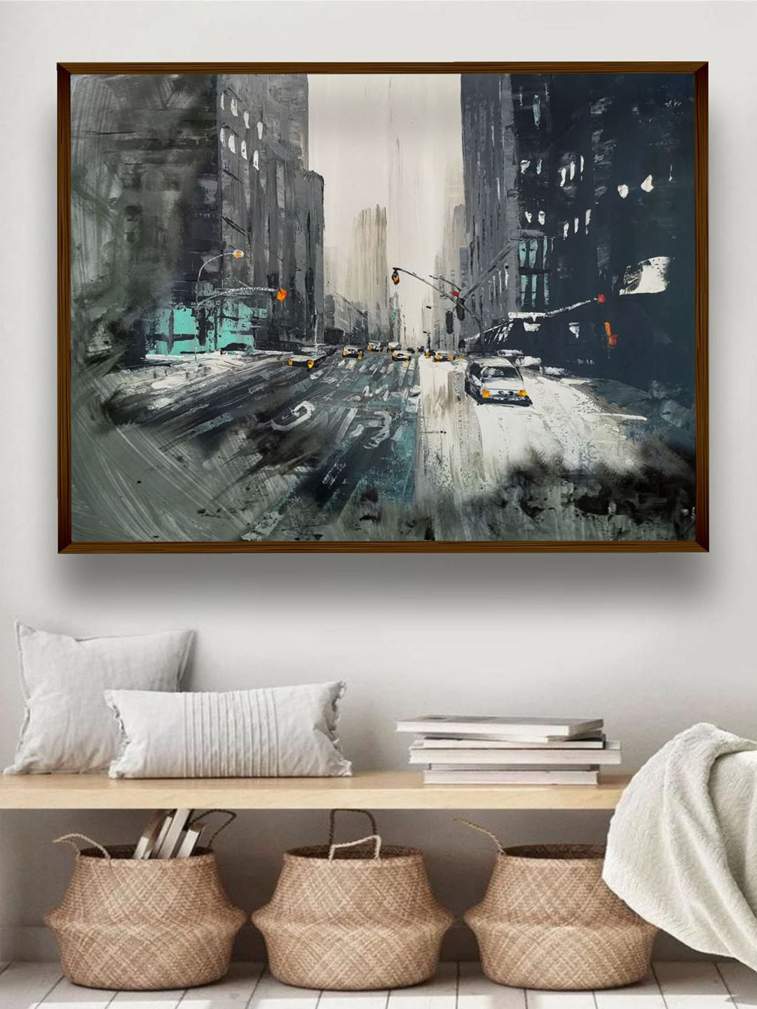 The Art House Grey Canvas Wall Living Room Rectangle Potrait Paintings Wall Art -1 x 30In