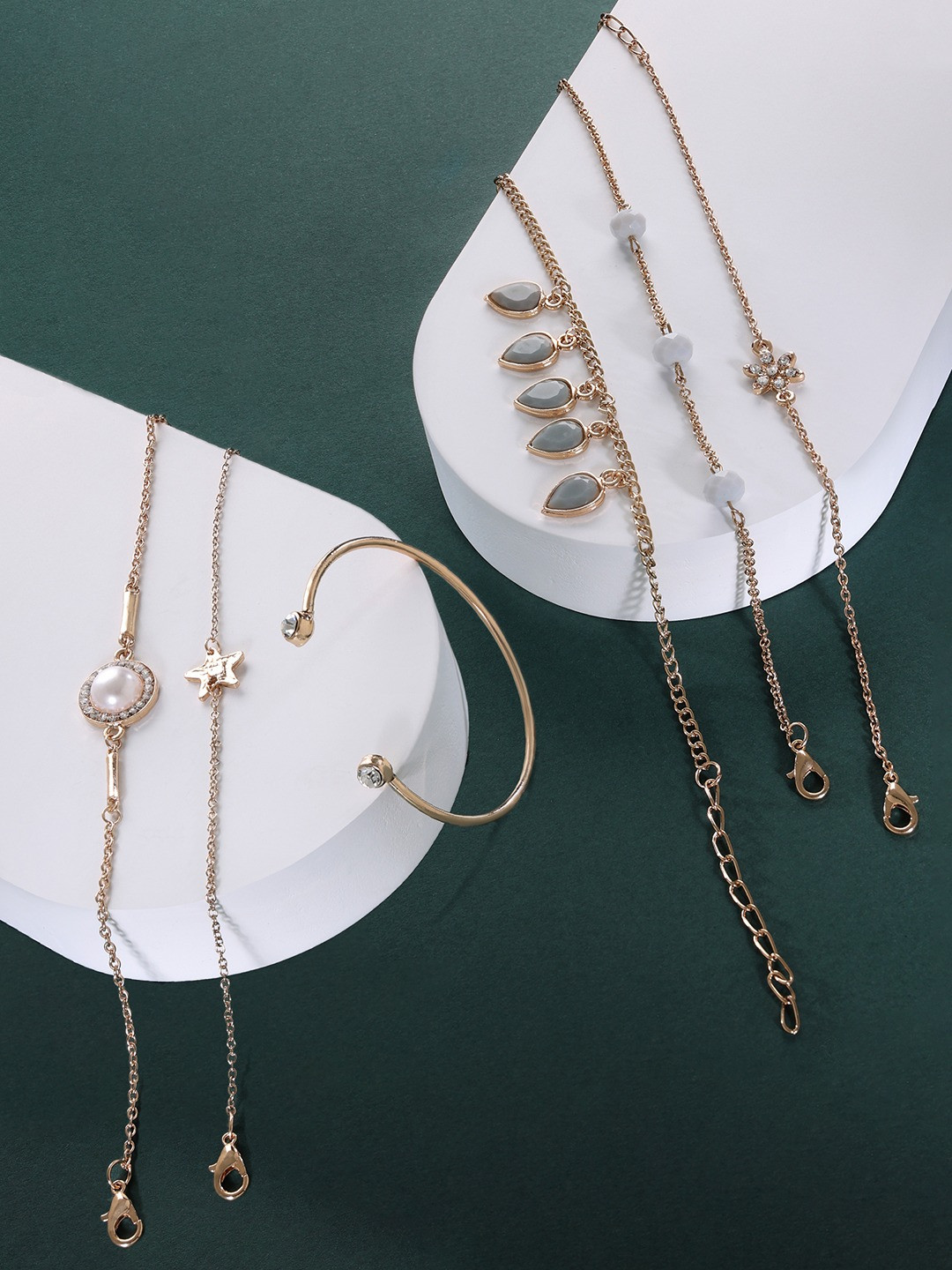 AMI Women Set of 6 Gold-Plated Charm Bracelets