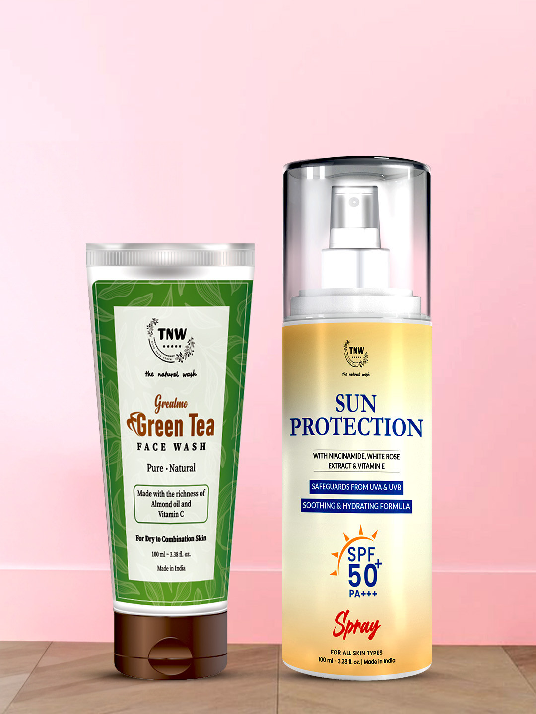 TNW the natural wash SPF 50 Spray Sunscreen & Green Tea Face Wash