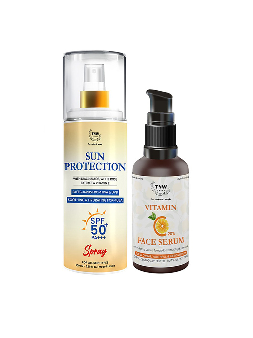 TNW the natural wash SPF 50 Spray Sunscreen & Vitamin C Face Serum