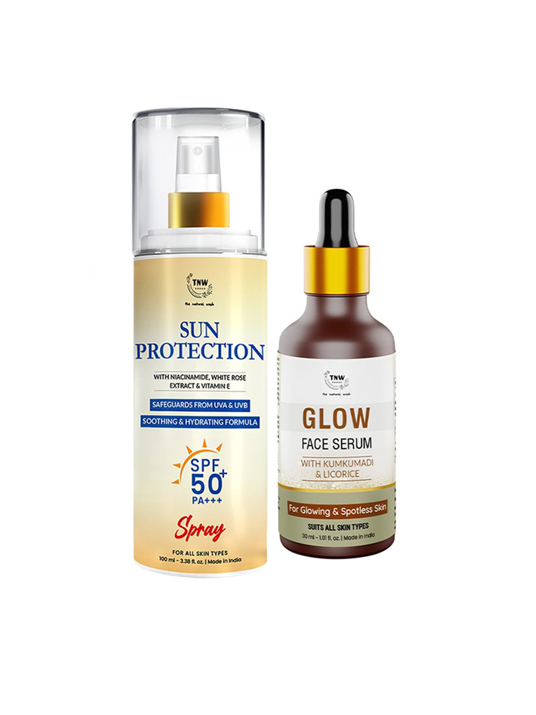 TNW the natural wash SPF 50 Spray Sunscreen & Glow Face Serum