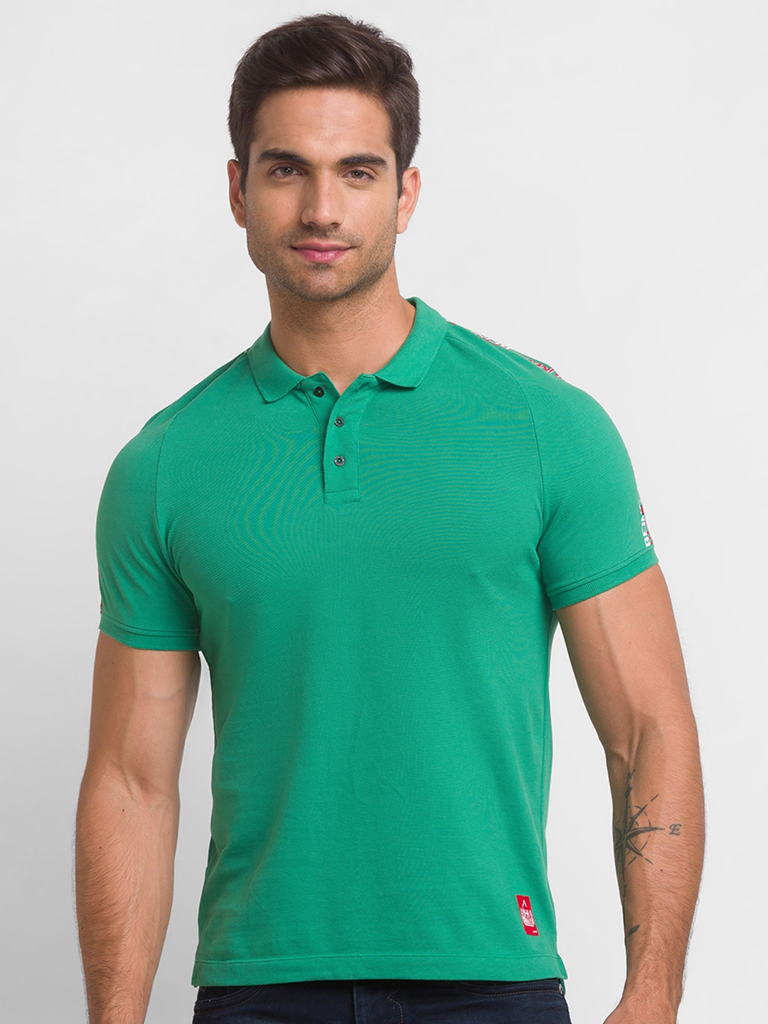 Collar t shirt green sale